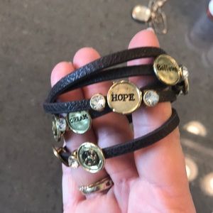 Brown leather wrap around bracelet